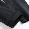 Trendy Black Stretch Skinny Men's Jeans Spring Autumn Ripped Patch Streetwear Slim Fit Holes Punk Denim Cotton Pants