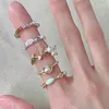 Klusterringar koreansk stil emalj finger ring kvinnor franska söt oregelbunden pärla imitation jade öppen modesmycken