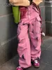Jeans para mujer Weekeep Mujeres Pink Tie Dye Y2K Streetwear Baggy Pocket Patchwork Cargo Denim Pantalones Coreanos Moda Pantalones Damas Vintage