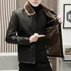 Mens Leather Faux Tjock Fleece Pu Jackets Male Casual Fashion Slim Windbreak Coats Men Fur Plush Coat Winter Velvet Warm 231030