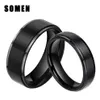 Anneaux de mariage 2 pièces 6mm 8mm ensembles 100% pur titane noir Couple bandes fiançailles amoureux bijoux Alliance Bague Homme282v