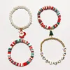 Bracciale 4 pz/set Braccialetti Di Natale Con Perline In Argilla Polimerica Rosso Verde Bianco Set Di Braccialetti Heishi Stack Ragazze Fascino Regalo Di Festa Per Lei