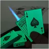 Isqueiros Creative Jet Tocha Verde Chama Poker Isqueiro Metal À Prova de Vento Jogando Cartão Novel Brinquedo Engraçado Acessórios para Fumar Presente Drop Del Dhcom
