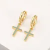 Dangle Earrings CottvoMinimalist Unisex Gold Plated Cross Huggies For Women Men 3A Zircon Hoop Earings Punk Cool Jewelry Gifts