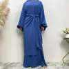 Vêtements ethniques Eid Femmes Musulman Abaya Robe 2 Pièces Ensemble Robes De Fête Ramadan Dubaï Lanterne Manches Maroc Kaftan Robe Longue Robes