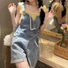 Women's Jeans Harajuku Kawaii Black Shorts For Women Girl Denim Overalls Jumpsuit Pants Rompers Vintage Y2k Clothing