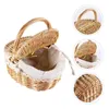 Dinnerware Sets Picnic Basket Home Vegetable Storage Fruit Serving Snack Bread Weaving Wooden Trays