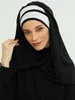 Abbigliamento etnico Grande cappello interno Sciarpa Hijab per donne musulmane Turbante da donna Avvolgere Scialle islamico Pre-design di lusso