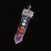 Pendanthalsband 7 Chakra Natural Stone Quartz Crystal Druzy Reiki Sword Shape Pendulum Charm som gör kvinnor läkande gåvor