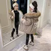 Vestes Parka d'hiver pour filles, Style occidental, veste rembourrée en coton épais, mi-longue, vêtements pour enfants, manteau pour femmes