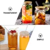 Wine Glasses 2 Sets Clear Cup Brush Water Glass Juice Beer Lid Straw Can Cups Iced Coffee Lids