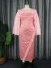 فساتين غير رسمية Aomei طباعة أنيقة طويلة لباس النساء الوردي متواضع مضيق الأكمام O