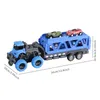 Diecast modelo deformável ferroviário carro ejeção dobrável grande caminhão brinquedos para crianças recipiente transportador playset crianças presente 231031