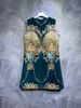 Casual Dress Nowy vintage diamentowy luksusowy sukienka z czołgiem