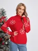 Swetry kobiet Wsevypo Snowflake Jacquard Christmas z długim rękawem Turtleeck Knit Pullover Fall Winter Lose Skoczki
