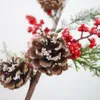 Décorations de noël, boules de baies de neige collantes, arbres de noël, petites pommes de pin, décorations DIY, accessoires en gros