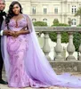 2023 Nov. Aso Ebi Arabisch Lila Meerjungfrau Abendkleid Pailletten Spitze Abend Formale Party Zweiter Empfang Geburtstag Verlobungskleider Kleider Robe De Soiree ZJ269