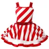 Dancewear Bambini Ragazze Candy Cane Mrs Babbo Natale Costume Paillettes lucide Ballo di Natale Figura Pattinaggio su ghiaccio Vestito dal tutu Body 231031