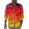 Camisas casuais masculinas abstrato pôr do sol homens trippy nebulosa impressão camisa manga longa legal harajuku blusas primavera padrão roupas tamanho grande