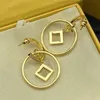 Pendientes de aro de diseñador para mujer Pendientes de moda de plata dorada Joyería Letras de cristal Pendiente de lujo para mujer Regalos de boda Pendientes