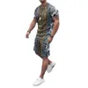 summer Tracksuits breathable comfortable t shirt and shorts fashion vintage men sets casual Leisure sport T-shirt trouser suit245F