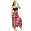 Damesbroeken Losse yoga-harem voor dames en heren Rekbaar Hoge taille Boho Drop Bottom Baggy Hippiebroek Patroon Gedrukt Zomer