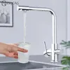 Kitchen Faucets Chrome Pure water Faucet 360 rotation Multifunction filter purification Crane Dual handles Cold Mixer Taps 231030