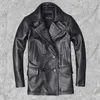 Men's Leather Faux Genuine Jacket Male Cowhide Overcoat Autumn Winter Business Coat Trench Style Double Breasted Clothes Calfskin 231031