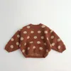 Pullover 3473c Çocuk Kazak Sonbahar ve Kış Polka Dot Baskılı Boy's Sweatet Örme Egzotik Retro Kızın 231030