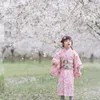 Ethnic Clothing Spring Summer Japanese Children's Kimono Girl Princess Bathrobe Cherry Blossom Kids Chinese Style