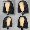 Syntetyczne peruki Deep Curly Bob Lace Front Peruka Brazylijskie ludzkie włosy z dzieckiem krótkie zamknięcie 4x4 dla kobiet Wave 230227