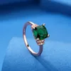 European and American designer 925 sterling silver rose gold grandmother green imitation nurturing gemstone ring female inlaid color jewelry ring wholesale