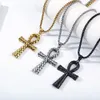 Rostfritt stål Ankh Cross Pendant Halsband för män Kvinnor Hip Hop -kedja Religiösa smycken (med presentförpackning)