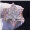 Hip Hop Jewelry Sterling Sier 3D Star Ice Out 14K Gold VVS Moissanite Ring