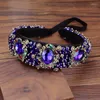 Grampos de cabelo vintage barroco azul real cristal frisado tiara headbands strass casamento headpiece nupcial jóias feminino luxo hairband