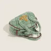 Evening Bags 2023 Autumn/Winter New Green Woolen Handbag High Quality Plaid Shoulder Simple Bowling Bag