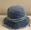 Cappelli di secchio Fisherman Hat Stackt Men Cappelli da donna in denim con due nastri