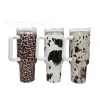 1pc Stock 40oz Stainless Steel Tumblers Cups With Lids And Straw Cheetah Cow Print Leopard Travel Car Mugs Large Capacity Water Bottles 1031