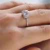 Vecalon Heart Shape Pierścień Pierścień 925 SREBRE SREBRE 1CT 5A CZ Wedding Pierścienie dla kobiet Party Bridal Finger Finger Prezent246d