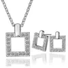 18K Platin überzogene Mode-Frauen-Quadrat-Schmuck-Sets österreichischer Kristall-Anhänger-Halsketten-Bolzen-Ohrringe für Women231R