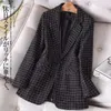 Costumes pour femmes Blazers Printemps Plaid femmes Blazer mode veste à manches longues costume décontracté manteau élégant bureau classique Chic tempérament Blazers 231030