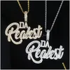 Collane con ciondolo Iced Out Hiphop Baguette Collana con lettera per uomo Micro Pave Bling 5A Cubic Zirconia Catena con corda cubana Punk Rapper J Dhkrz