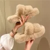 No logo Fashion Pparies - Pantofole in peluche con suola spessa rossa per l'autunno e l'inverno per le donne Pantofole in cotone per interni in peluche alla moda coreana