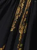 Abiti casual Yeezzi Saudi Dubai Donne musulmane Vintage stampato Elegante abito da sera Abito lungo Maniche svasate Split-front Banchetto Maxi