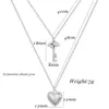 Pendentif Colliers VQYSKO Coeur et clé Collier en couches Saint Valentin Cadeau Amour Papier Clip Lien Étanche Pour Elle