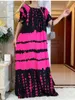 Vêtements ethniques Mode d'été Robe à manches courtes Africain Dashiki Impression florale Solide Coton Lâche Caftan Lady Maxi Robes décontractées Robes