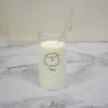 Kubki w stylu Korean Milk Glass Puchar 400 ml ciepło odpornego na kawa Sok Sok Zimny ​​napój śniadanie z słomką na domową kuchnię