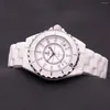 Wristwatches Turning Ring Luxury Zirconia Ceramic Men's Watch Women's Japan Quartz Fine Fashion Couple's All Steel Hours Girl Gift Box