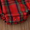 Girl's Dresses Christmas Dress Baby Girl Clothes Red Plaid Romper Bodysuit Matchande systerklänning Jumpsuit Xmas Outfits Fall 231030