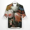 Camisas casuais masculinas buquê de camisa de flores colorido floral impressão manga longa design harajuku blusas outono solto oversize topos